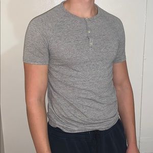 heather gray soft button neck shirt